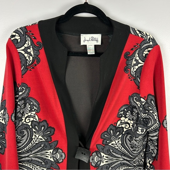 Joseph Ribkoff Red and Black Patterned Blazer - Picture 3 of 12